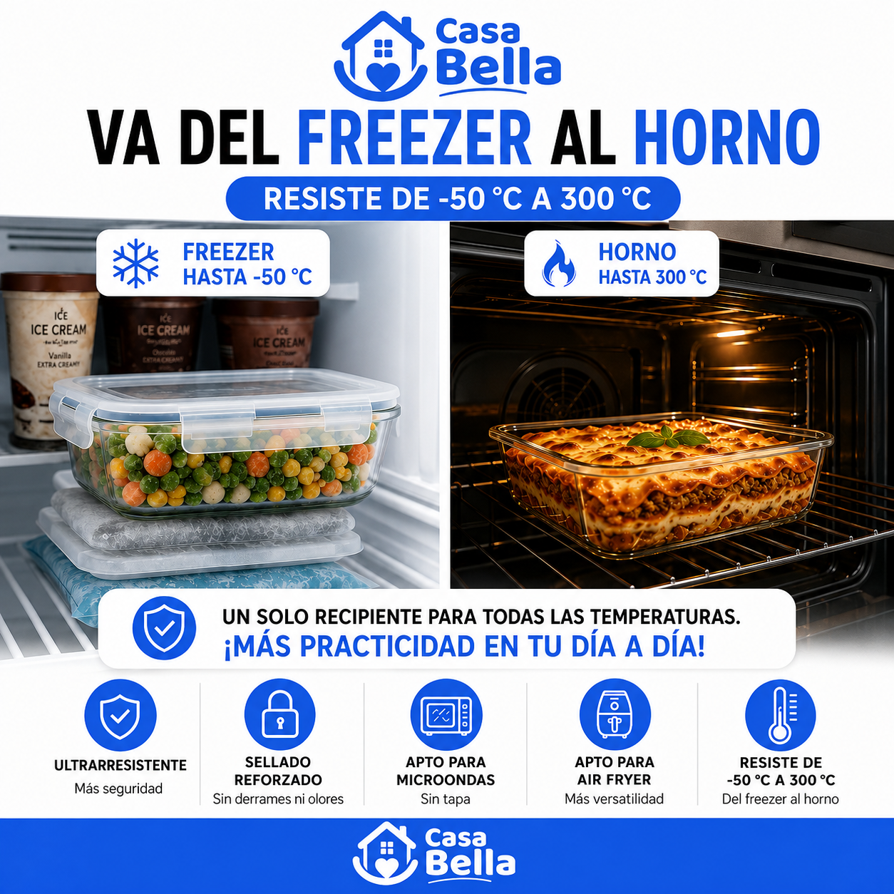 [KIT DE 10] Recipientes Herméticos de Vidrio – 640 ml con Tapa de 4 Cierres y Sellado Reforzado