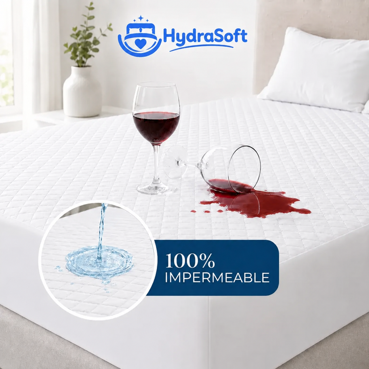 [PAGÁ 1, LLEVÁ 3] HydraSoft™ Juego de Cama Impermeable Premium – Cubrecama + 2 Fundas de Almohada
